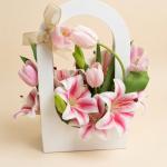 Pink Lily & Tulip Flower Basket – Elegant Grace