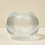 Ribbed Clear Glass Bowl | Modern Textured Glass Vase