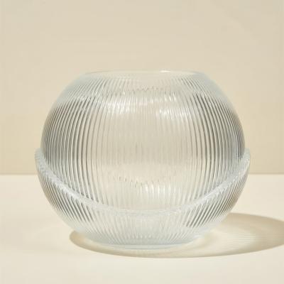 Ribbed Clear Glass Bowl | Modern Textured Glass Vase