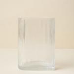 Ribbed Clear Glass Vase - Vertical Fluted Design