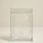 Concentric Circle Ribbed Glass Vase - Rectangular Design