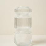 Three-Tiered Ribbed Glass Vase - Stacked Design
