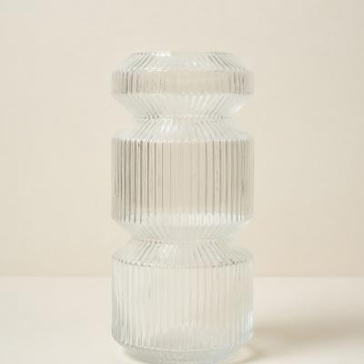 Three-Tiered Ribbed Glass Vase - Stacked Design