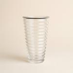 Clear Horizontal Ribbed Glass Vase