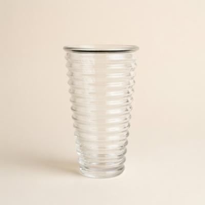Clear Horizontal Ribbed Glass Vase