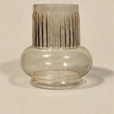 Smoky Ribbed Glass Vase | Bubble Base Decorative Flower Vase