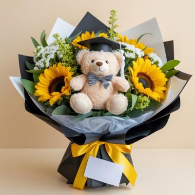 Sunflower & Teddy Bear Graduation Bouquet – Congratulations!