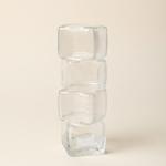 Clear Stacked Square Block Glass Vase