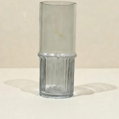 Ribbed Glass Vase | Modern Cylindrical Flower Vase | 55408