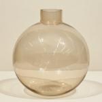 Large Spherical Smoked Glass Vase | Modern Bubble Vase | Beige Brown Glass Decor
