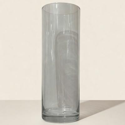 Tall Clear Cylindrical Glass Vase | Modern Minimalist Flower Vase