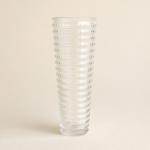 Tall Clear Horizontal Ribbed Glass Vase