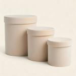 Set of 3 Beige Velvet Cylindrical Gift Boxes