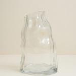 Organic Wavy Clear Glass Vase - Sculptural Design