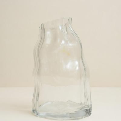 Organic Wavy Clear Glass Vase - Sculptural Design