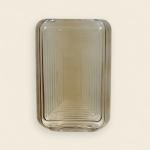 Rectangular Ribbed Smoky Glass Vase | Modern Geometric Flower Vase
