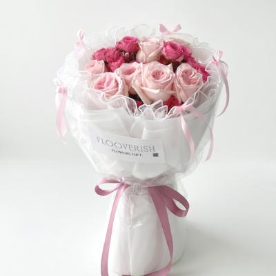 Pink & Hot Pink Roses Bouquet – 30 Roses | Flooverish