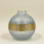 Modern Textured Glass Vase with Gold Bands